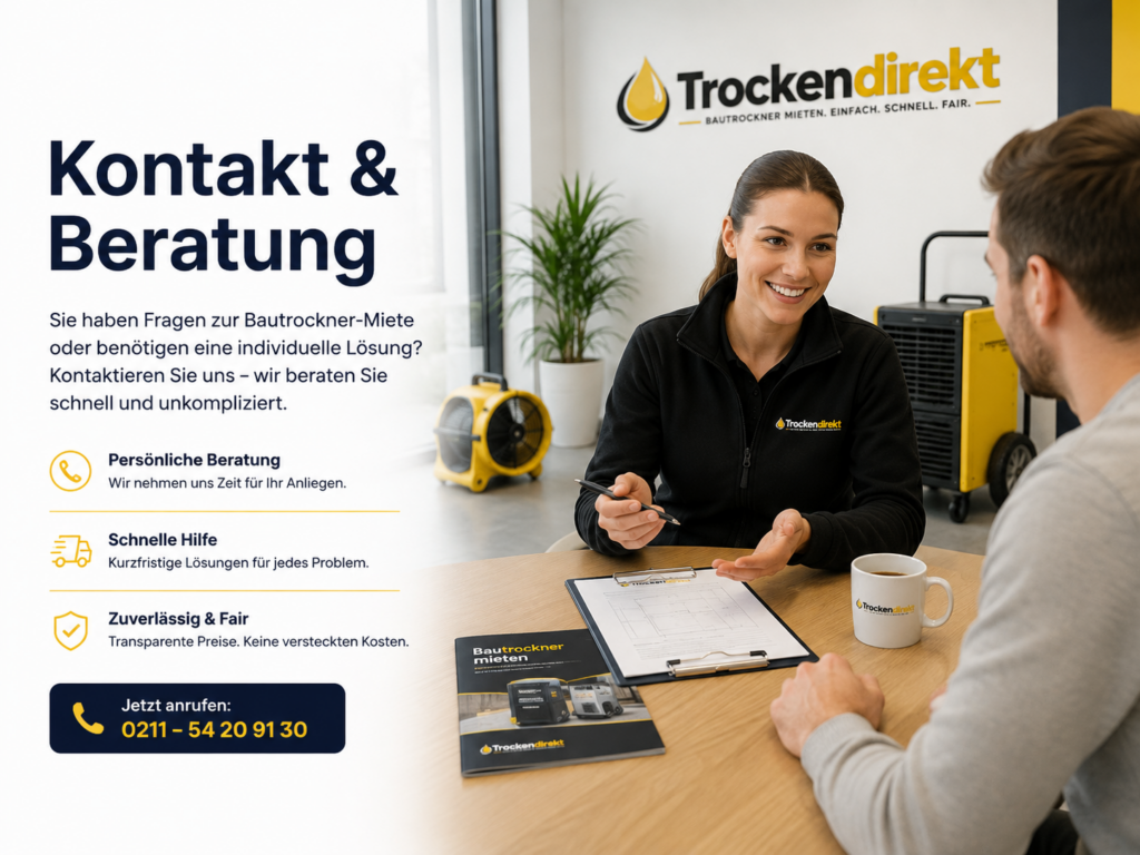 Persönliche Beratung zur Bautrockner-Miete bei Trockendirekt
